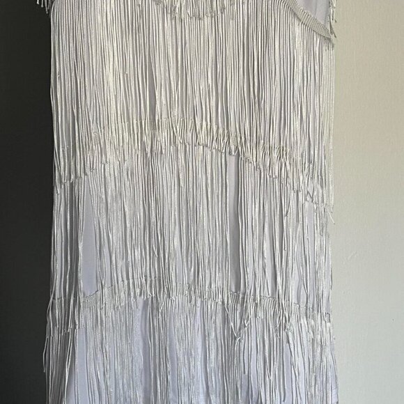 White Tassel Mini Dress Womens Medium Cowgirl Flowy Festival Western Dress - Picture 3 of 8